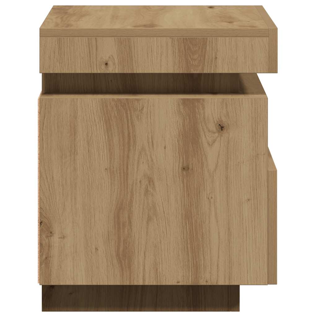 Sängbord med LED-belysning 2 st artisan ek 40x39x48,5 cm