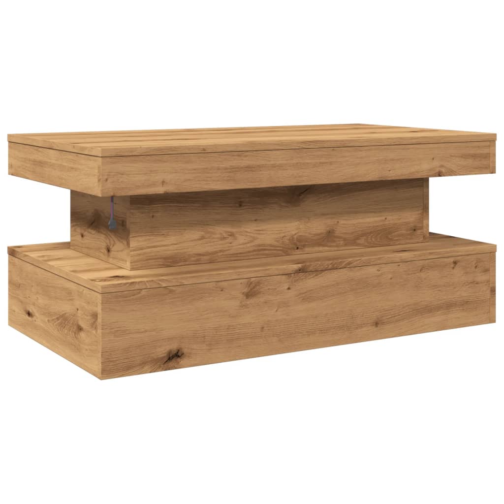 Soffbord Brun Ek LED 90x50x40 cm