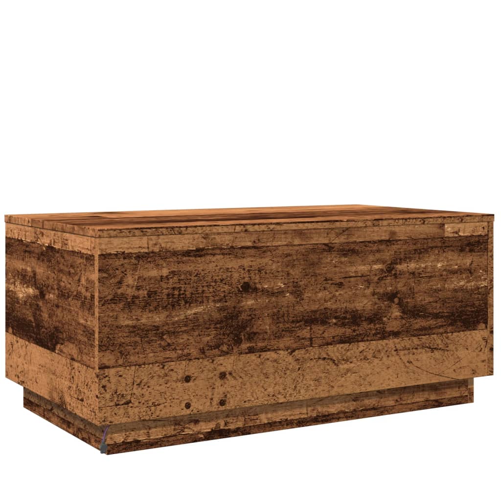 Soffbord Åldrat Trä LED 90x50x40 cm