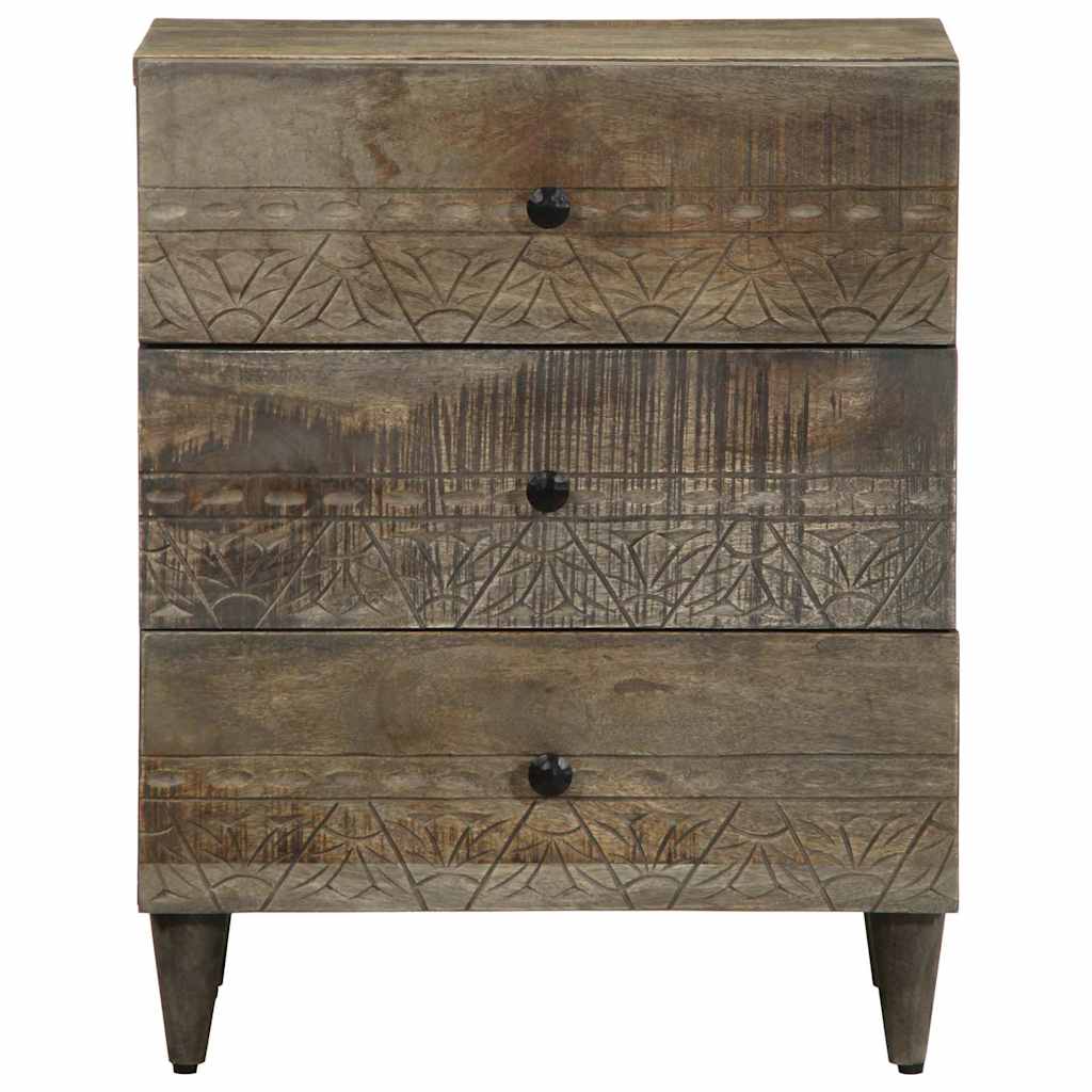 Sängbord Nattduksbord Trä Grå ljusgrått 50x33x60 cm massivt Trä mango