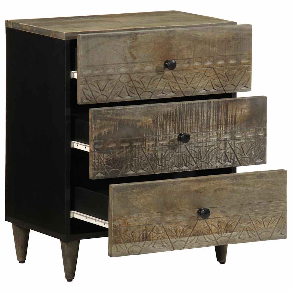 Sängbord Nattduksbord Trä Grå ljusgrått 50x33x60 cm massivt Trä mango