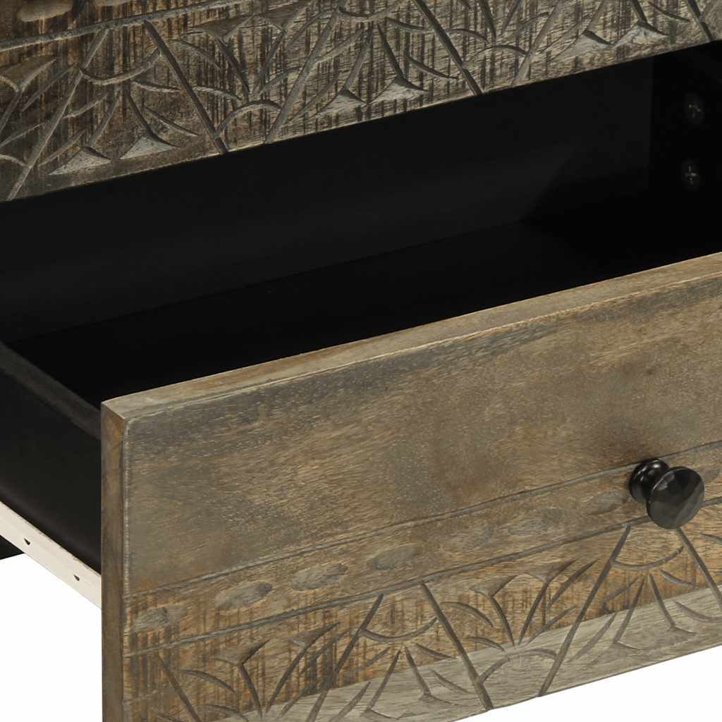 Sängbord Nattduksbord Trä Grå ljusgrått 50x33x60 cm massivt Trä mango