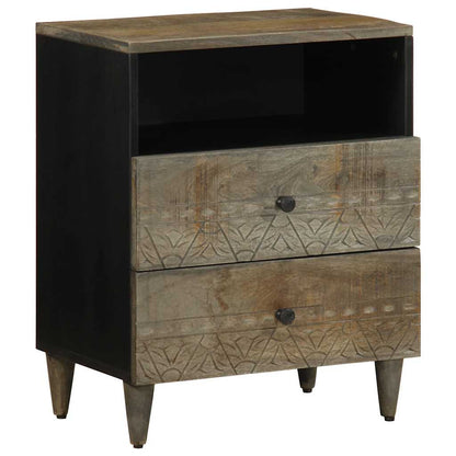 Sängbord Nattduksbord Trä Grå ljusgrått 50x33x60 cm massivt Trä mango