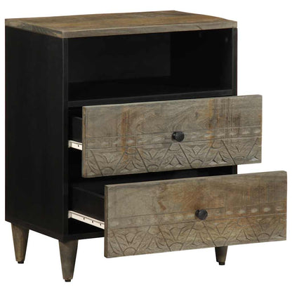 Sängbord Nattduksbord Trä Grå ljusgrått 50x33x60 cm massivt Trä mango