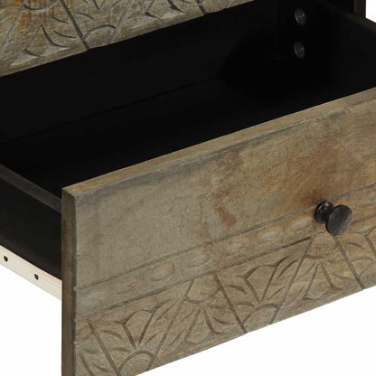 Sängbord Nattduksbord Trä Grå ljusgrått 50x33x60 cm massivt Trä mango