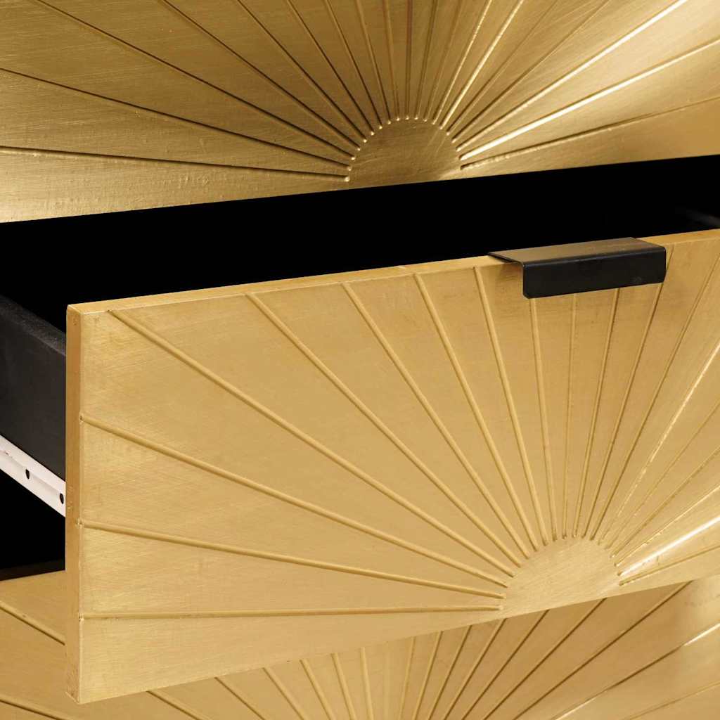 Sängbord Nattduksbord Svart med låda Guld 50 x 33 x 60 cm