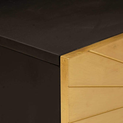 Soffbord Svart och Guld 100 x 54 x 40 cm massivt mangoträ