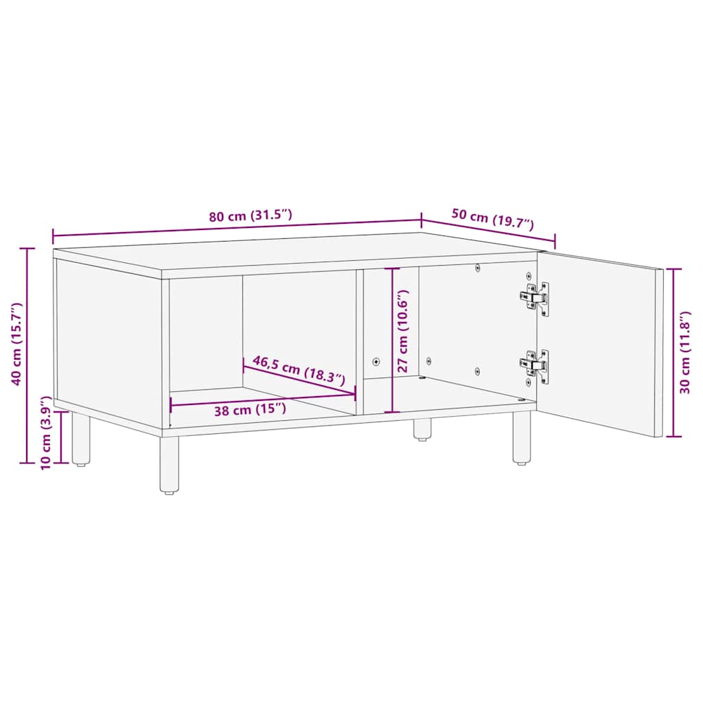 Soffbord Brun 80 x 50 x 40 cm Massivt mangoträ