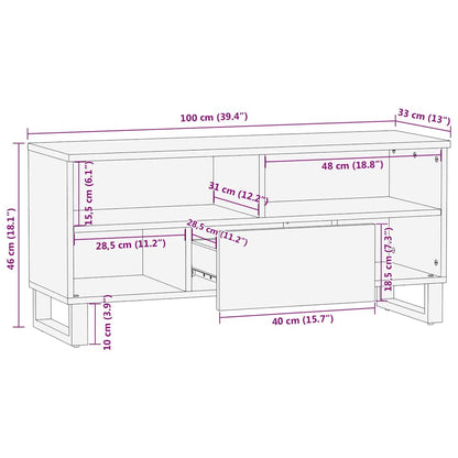 TV-Möbel Trä TV-Skåp med låda Brun 105 x 33 x 46 cm massivt mangoträ