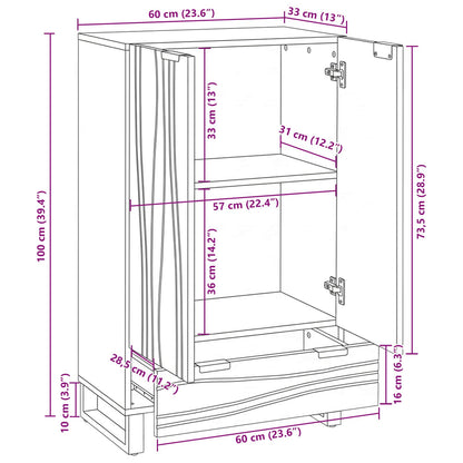 Highboard Brun 60 x 33 x 100 cm massivt mangoträ