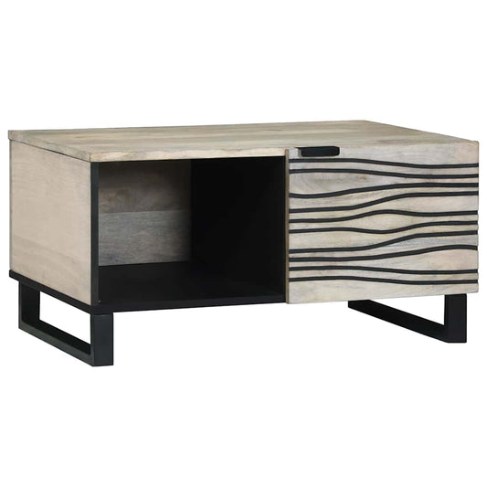 Kaffeebord Beige och svart 80 x 50 x 40 cm Massivt akaciaträ