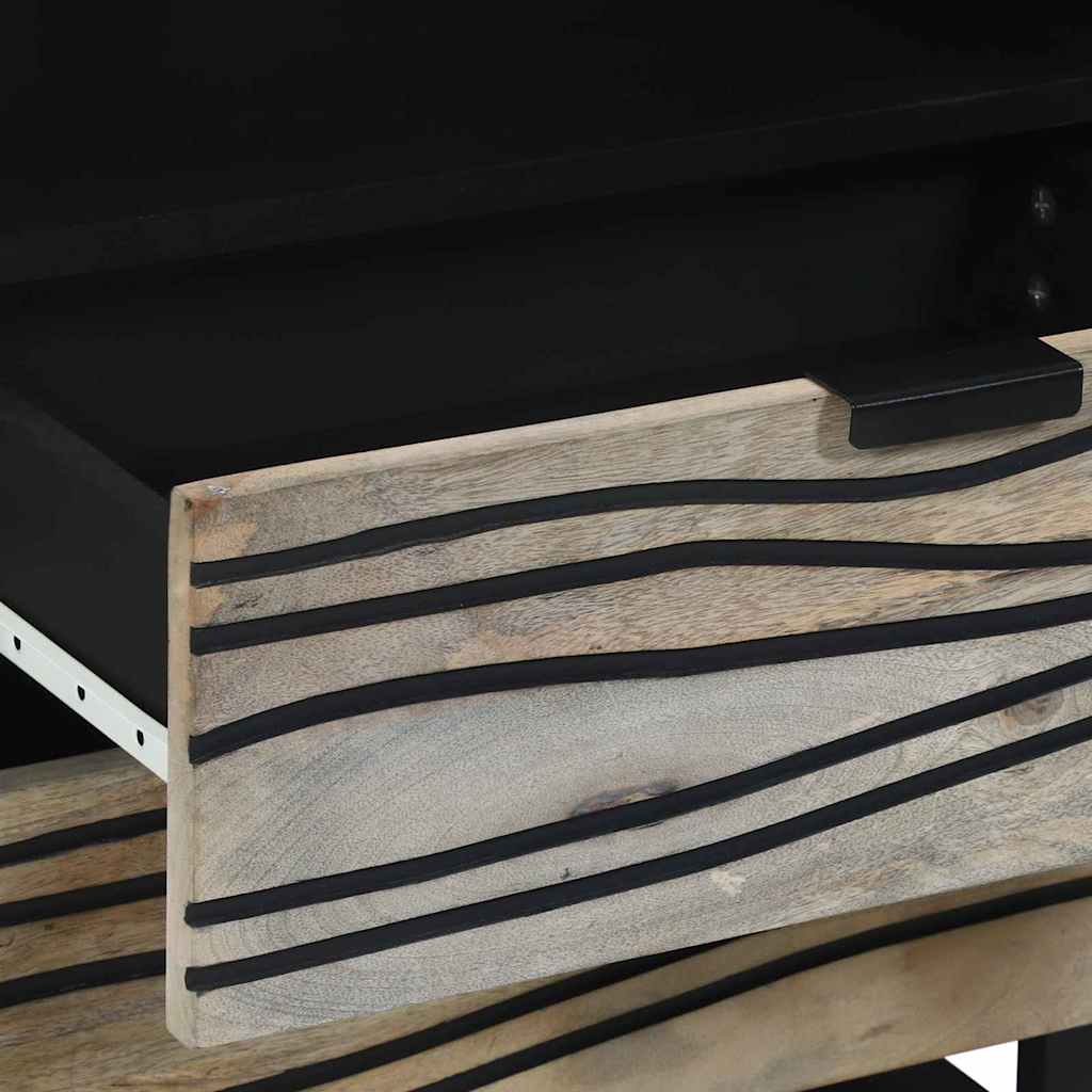 Sängbord Nattduksbord Vit och Svart 50 x 33 x 60 cm massivt mangoträ