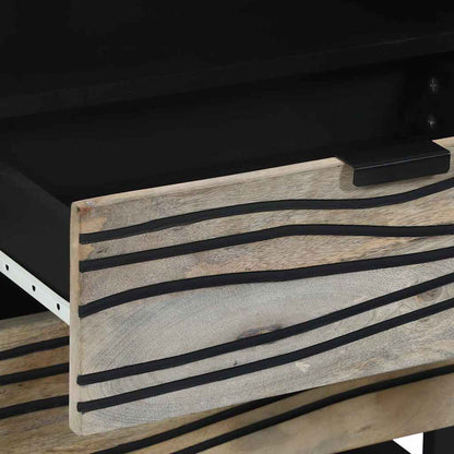 Sängbord Nattduksbord Vit och Svart 50 x 33 x 60 cm massivt mangoträ