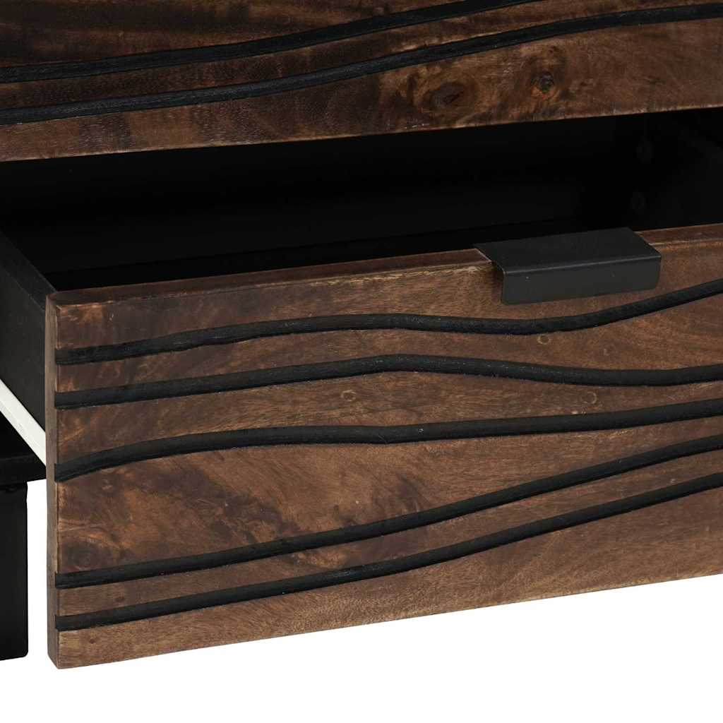 Sängbord Nattduksbord Trä med låda Valnöt 50 x 33 x 60 cm massivt mangoträ