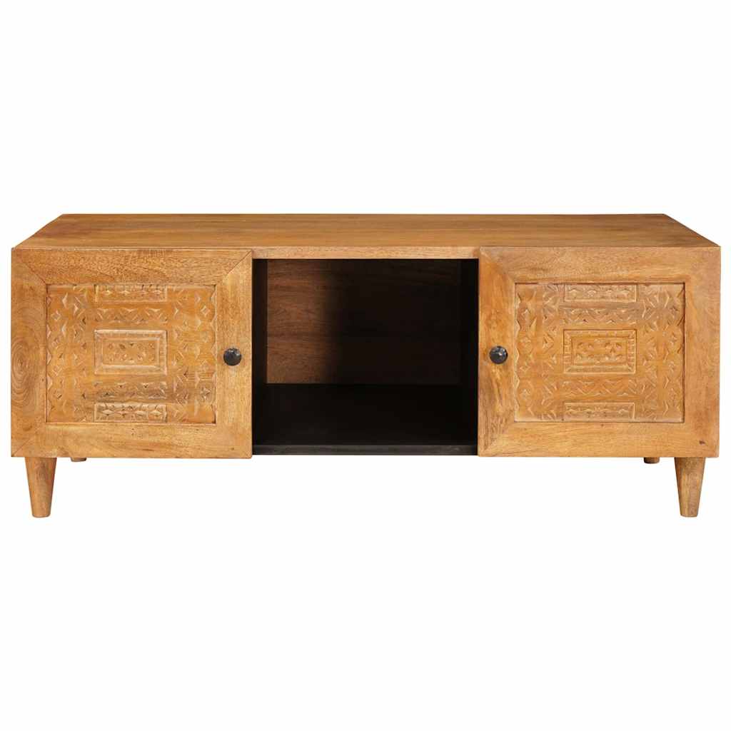 Soffbord Brun med dörr Ljusbrun 100 x 54 x 40 cm Massivt akaciaträ