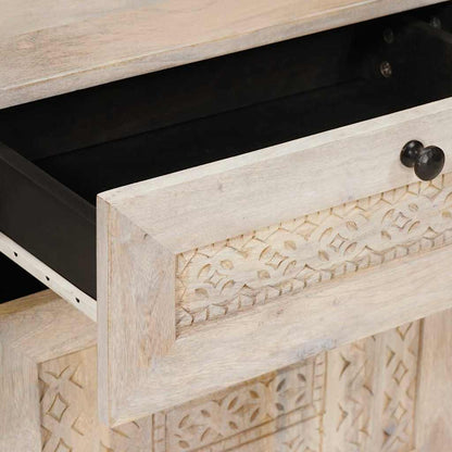 Sängbord Nattduksbord Trä med låda Beige 50 x 33 x 60 cm Massivt akaciaträ