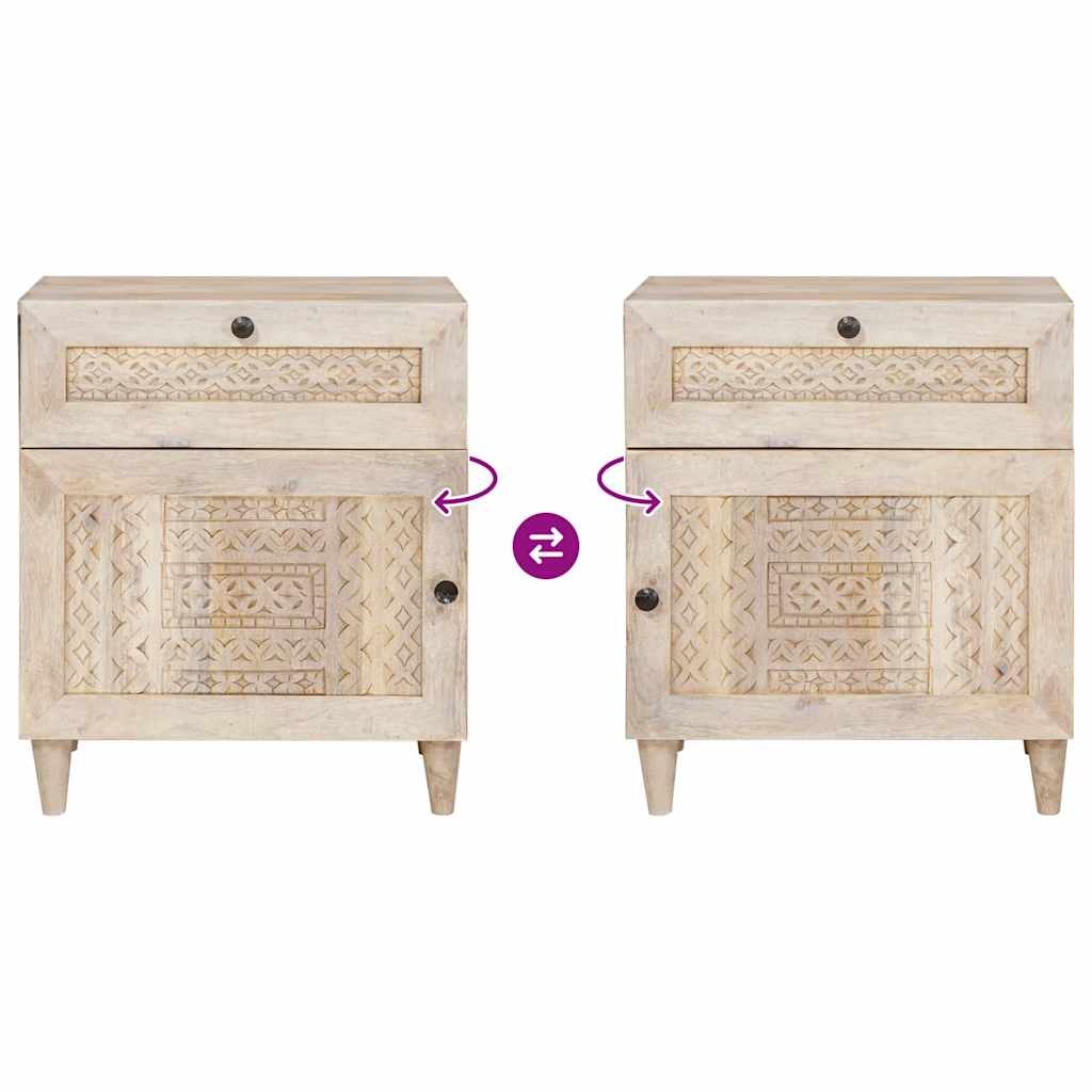 Sängbord Nattduksbord Trä med låda Beige 50 x 33 x 60 cm Massivt akaciaträ