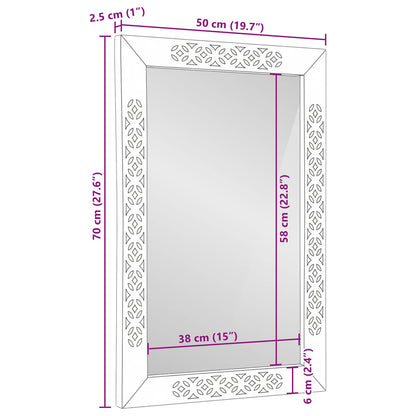 Badrumsspegel Vit 70 x 50 x 2,5 cm Glas och Massiv Mango Trä