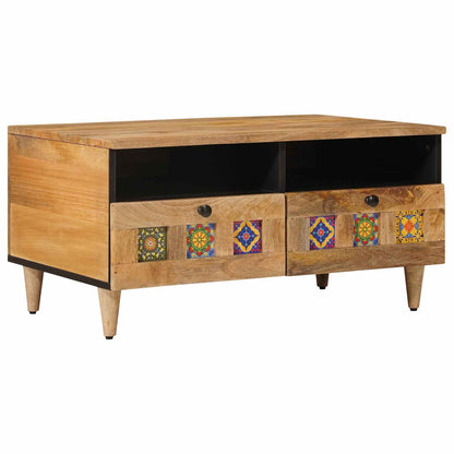 Kaffeebord med låda Naturfärg 80 x 54 x 40 cm Massivt mangoträ