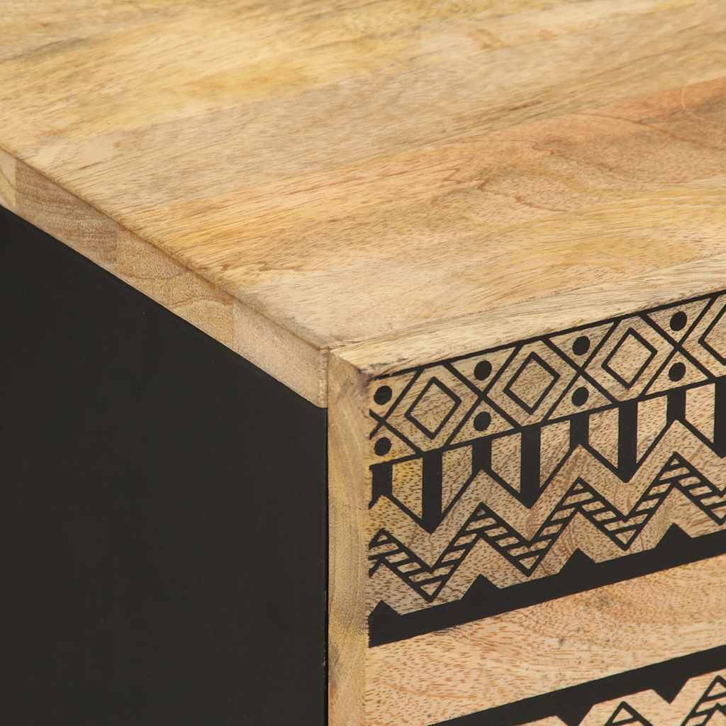 Sängbord Nattduksbord Svart 40x33,5x46 cm massivt grovt mangoträ