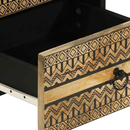 Sängbord Nattduksbord Svart 40x33,5x46 cm massivt grovt mangoträ