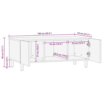 Soffbord Svart 100x54x40 cm massivt grovt mangoträ
