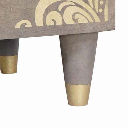 Sängbord Nattduksbord Grå med låda 40 x 33 x 46 cm massivt mangoträ