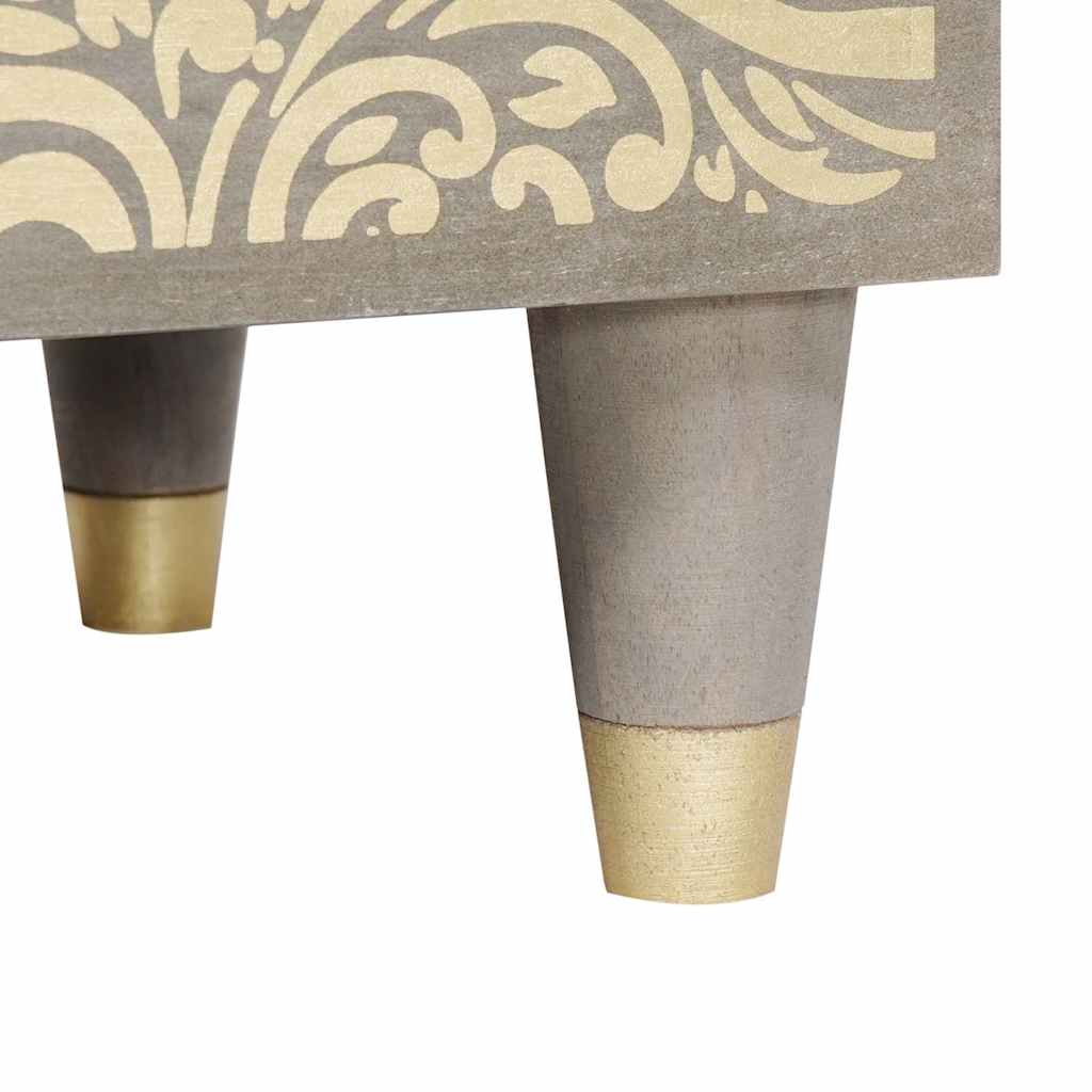 Sängbord Nattduksbord Grå med låda 50 x 33 x 60 cm massivt mangoträ