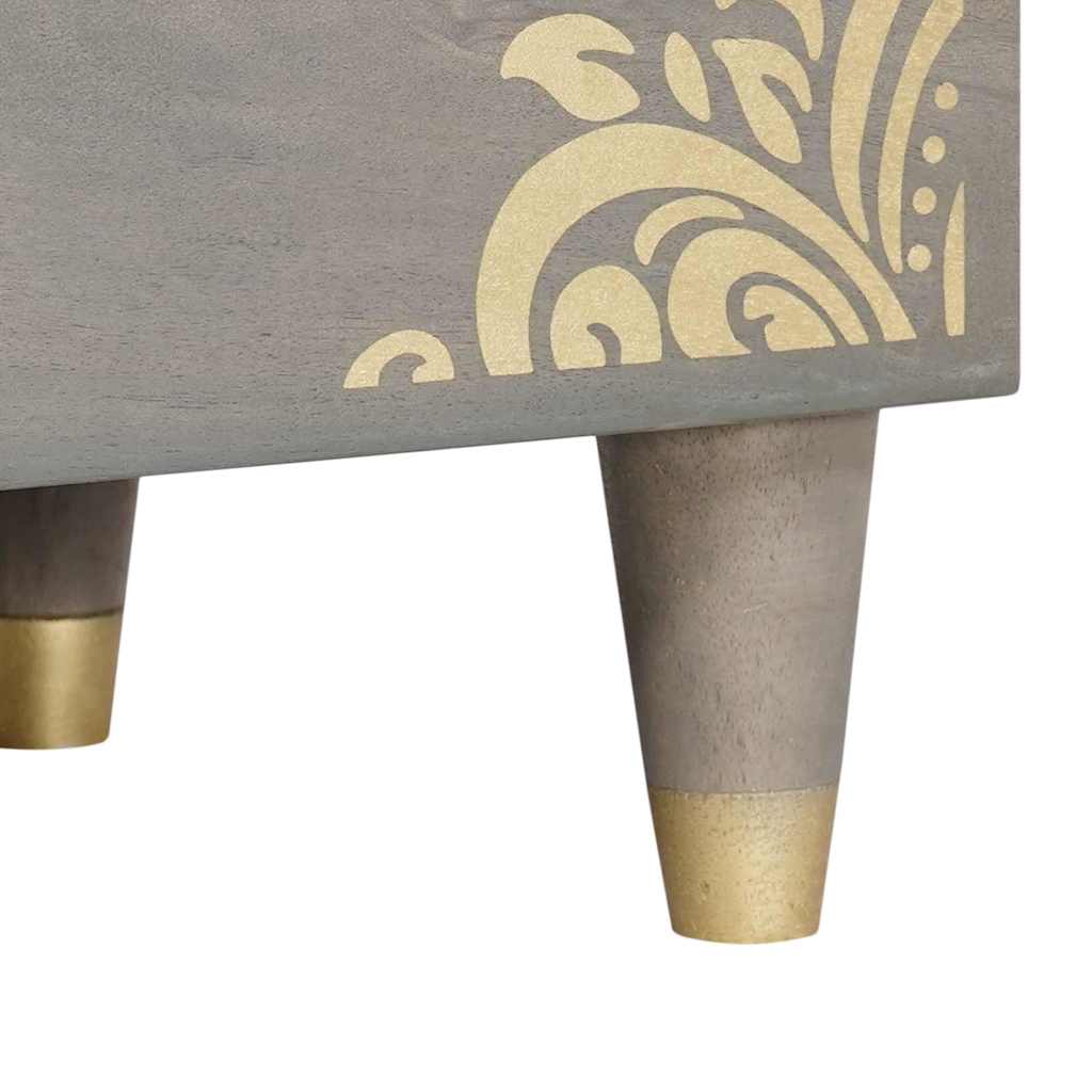 Sängbord Nattduksbord Grå med låda 50 x 33 x 62 cm massivt mangoträ