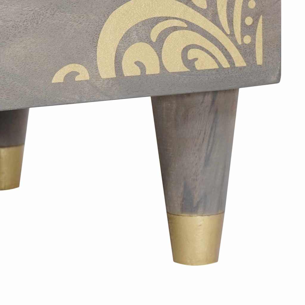 Sängbord Nattduksbord Grå med låda 50 x 33 x 62 cm massivt mangoträ