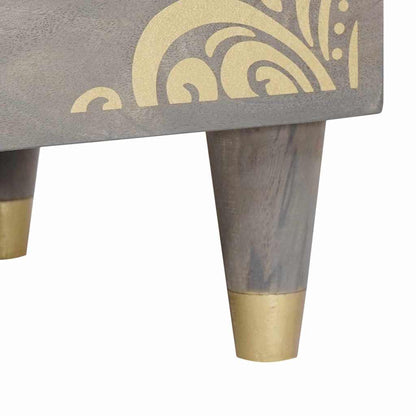 Sängbord Nattduksbord Grå med låda 50 x 33 x 62 cm massivt mangoträ