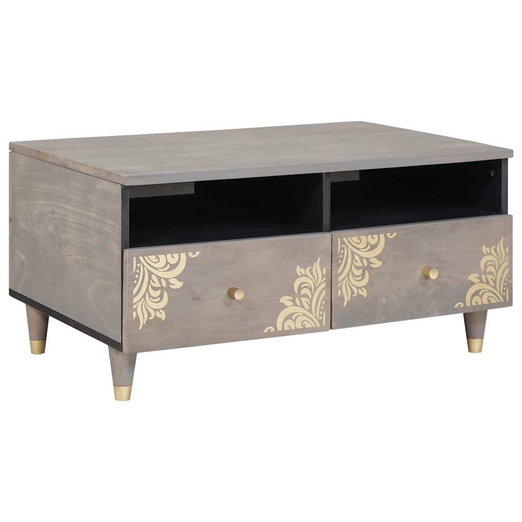 Soffbord Grå med låda Grå 80 x 54 x 40 cm massivt mangoträ