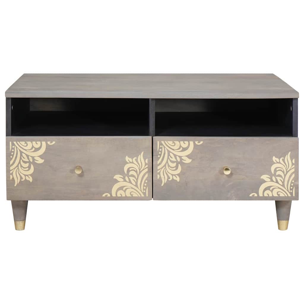 Soffbord Grå med låda Grå 80 x 54 x 40 cm massivt mangoträ