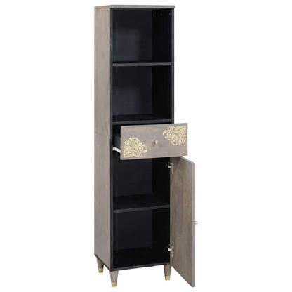 Skåp Grå med låda 38 x 33.5 x 160 cm Massivt Mangoträ