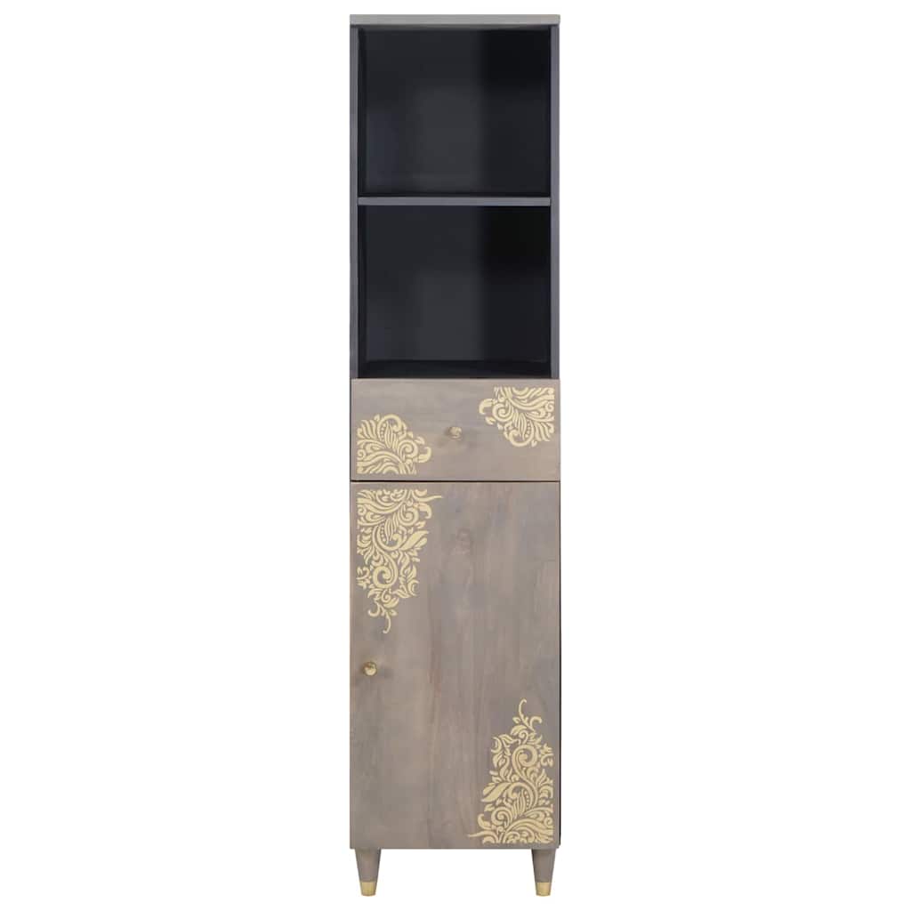 Skåp Grå med låda 38 x 33.5 x 160 cm Massivt Mangoträ