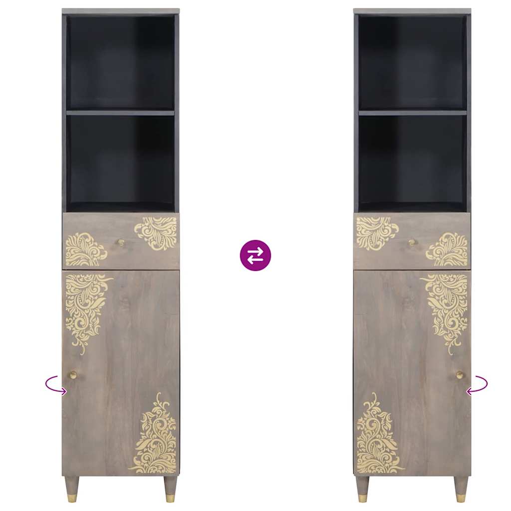 Skåp Grå med låda 38 x 33.5 x 160 cm Massivt Mangoträ