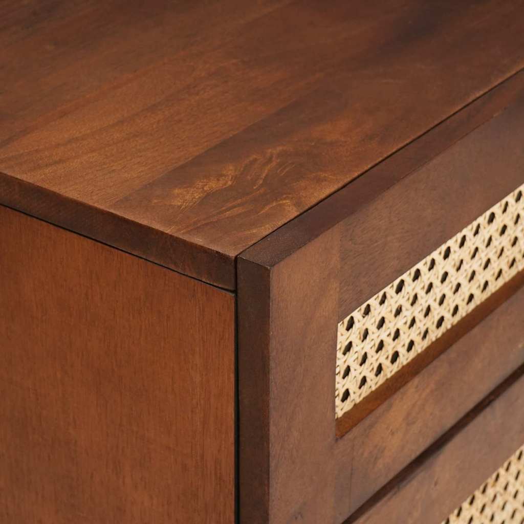 Sängbord Nattduksbord Trä Brun 50 x 33 x 60 cm Rör och massiv mangoträ