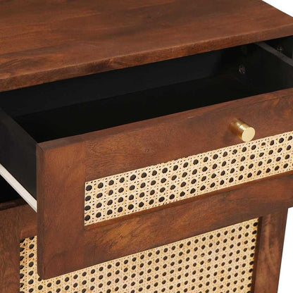 Sängbord Nattduksbord Trä Brun 50 x 33 x 60 cm Rör och massiv mangoträ