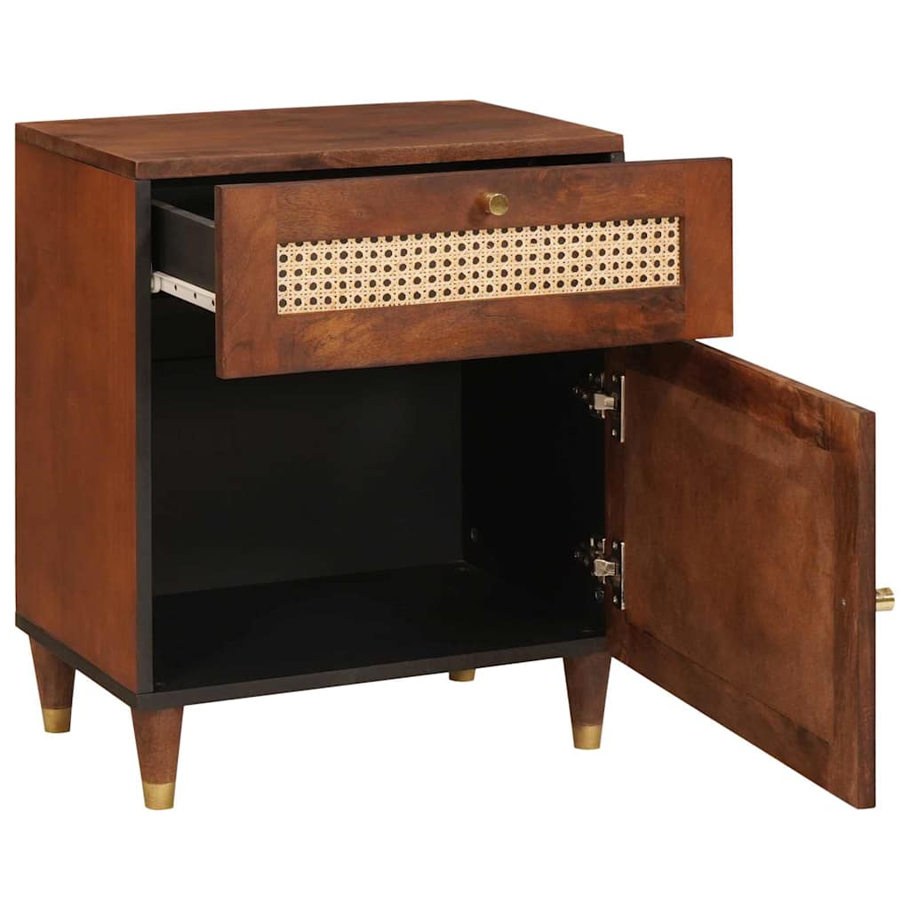 Sängbord Nattduksbord Trä Brun 50 x 33 x 60 cm Rör och massiv mangoträ