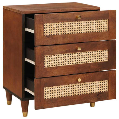 Sängbord Nattduksbord Trä Brun 50 x 33 x 60 cm Rör och massiv mangoträ