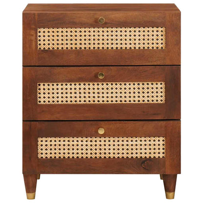 Sängbord Nattduksbord Trä Brun 50 x 33 x 60 cm Rör och massiv mangoträ