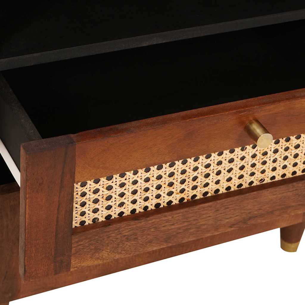 Sängbord Nattduksbord Trä Brun 50 x 33 x 60 cm Rör och massiv mangoträ