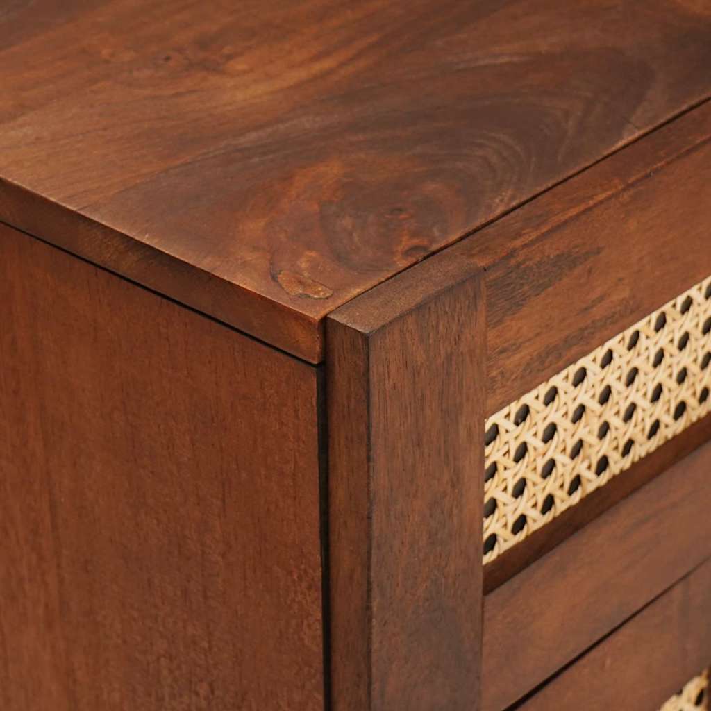 Sängbord Nattduksbord Trä med låda Brun 50 x 33 x 60 cm Rör och massiv mangoträ