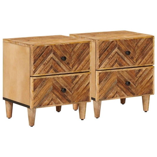 Sängbord med låda 2 pcs Brun 40 x 33,5 x 46 cm Massivt mangoträ