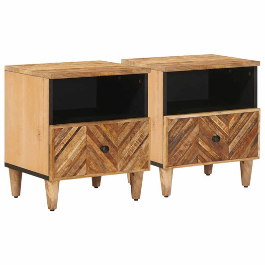 Sängbord med låda 2 pcs Brun 50 x 33 x 60 cm Massivt mangoträ