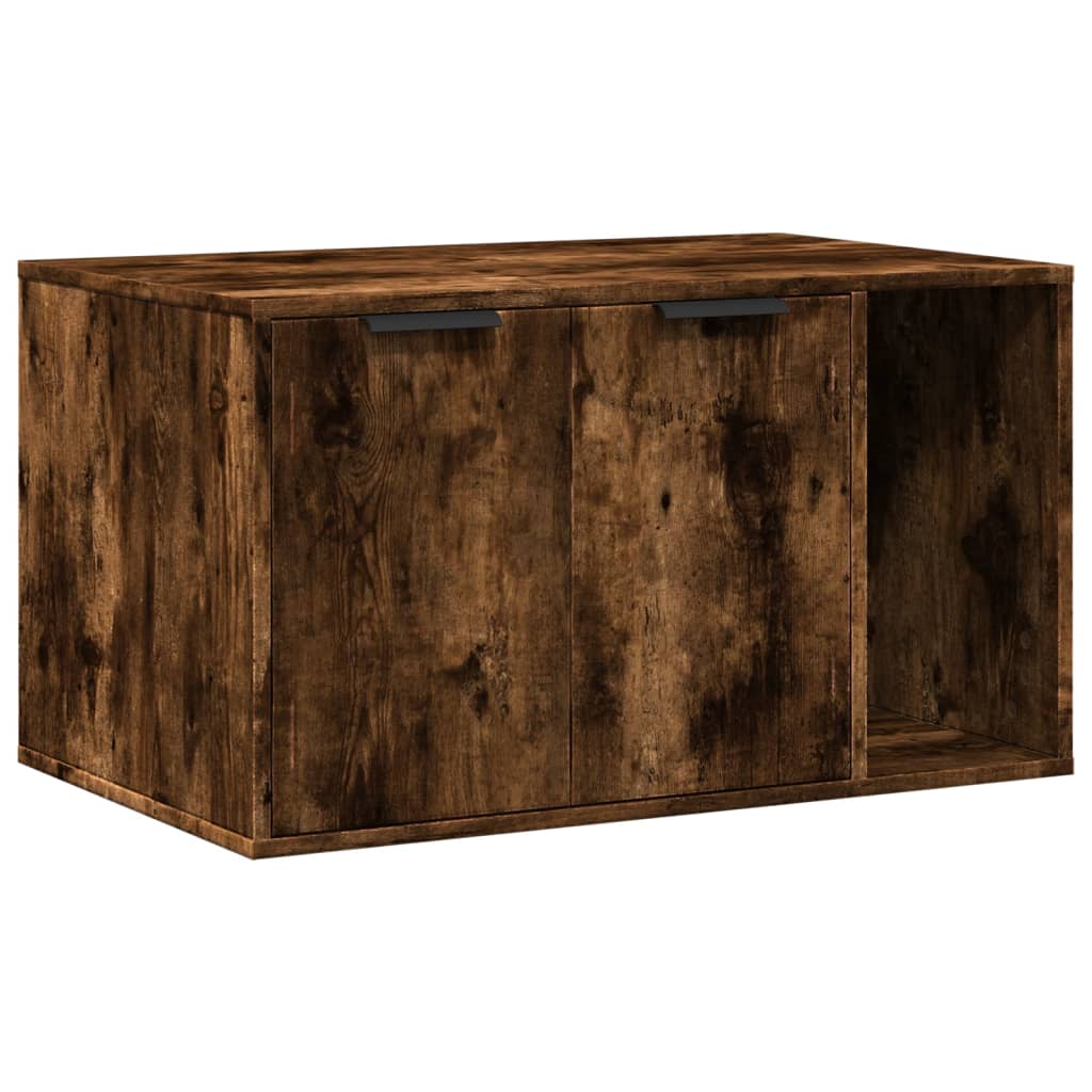 Kattmöbel Skåp för kattlåda Rökfärgad Ek 80x50x45 cm