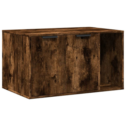 Kattmöbel Skåp för kattlåda Rökfärgad Ek 80x50x45 cm