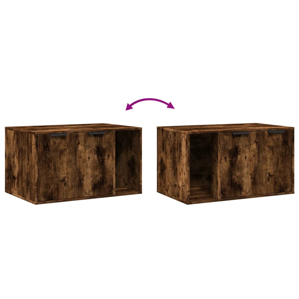 Kattmöbel Skåp för kattlåda Rökfärgad Ek 80x50x45 cm