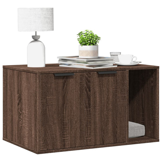 Kattmöbel Skåp för kattlåda Brun Ek 80x50x45 cm