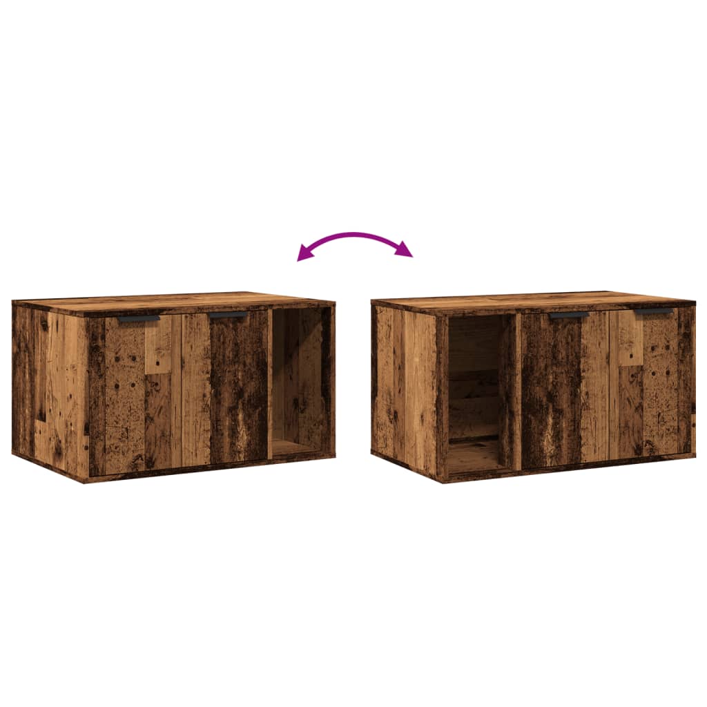 Kattmöbel Skåp för kattlåda Åldrat Trä 80x50x45 cm